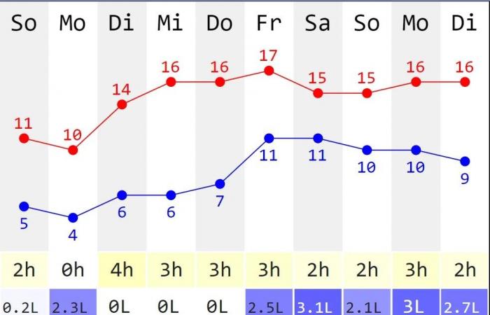 Cool and windy on Sunday.