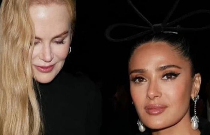 Nicole Kidman pushes Salma Hayek away at fashion event