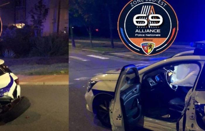 Three police officers injured by a driver who refuses to obey near Lyon, their car destroyed