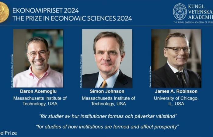 The 2024 Nobel Prize in Economics awarded to Daron Acemoglu, Simon Johnson and James Robinson for their research on differences in prosperity between nations