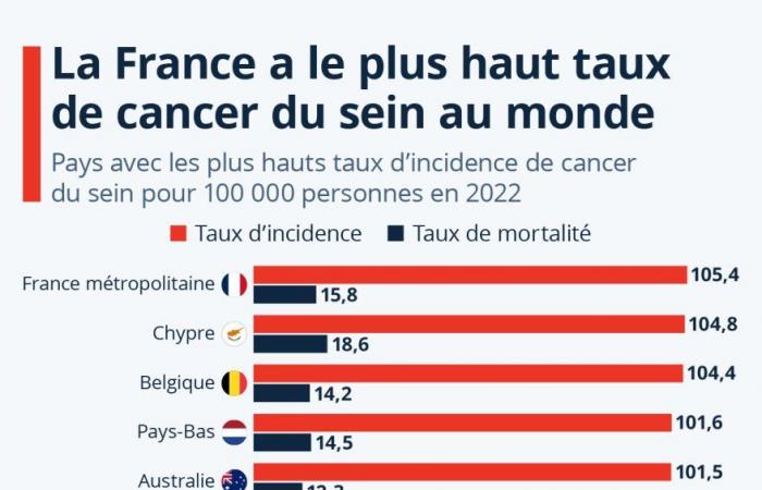 Chart: France has the highest incidence rate of breast cancer in the world