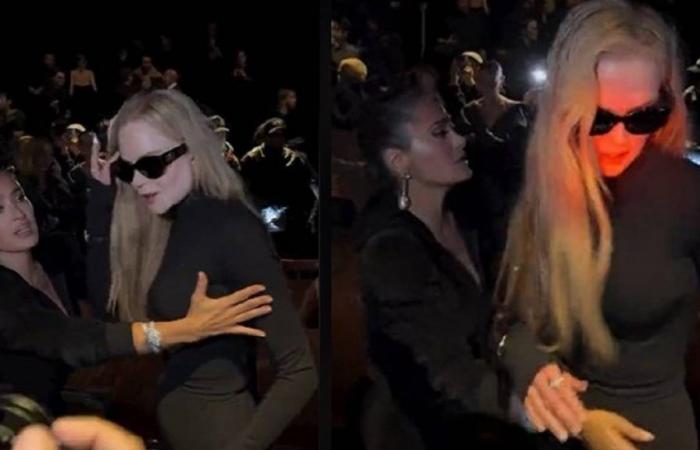 This incomprehensible gesture by Nicole Kidman on Salma Hayek at Paris Fashion Week sets the internet on fire