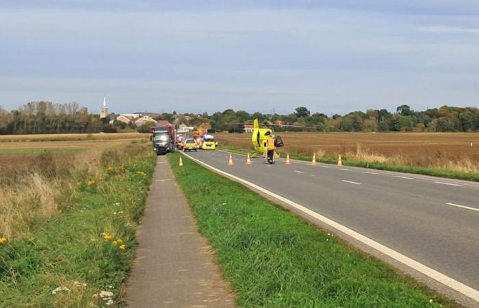 A motorist dies in a collision with a heavy goods vehicle outside Thun-Saint-Martin