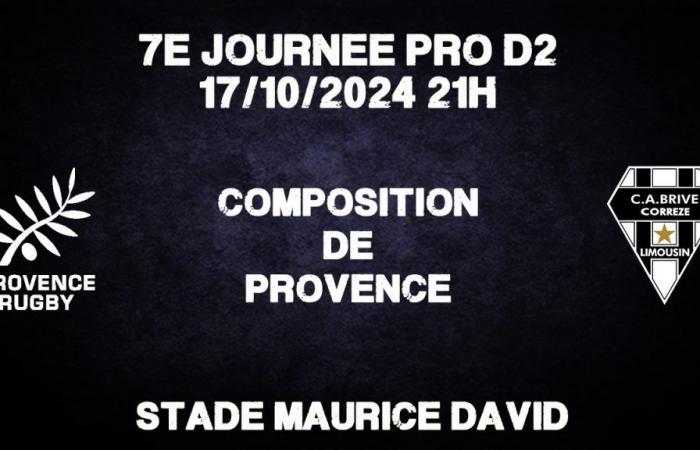 Pro D2 Provence Rugby – Brive: Composition of Provence