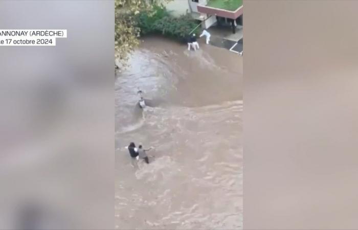 images of Annonay in Ardèche and the A47 motorway flooded