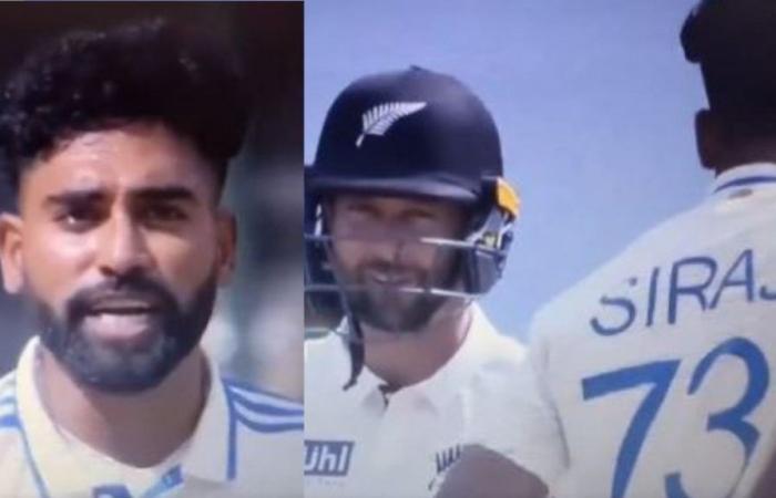 Watch: Mohammed Siraj involves in verbal spat with Devon Conway after being smashed for boundary on Day 2 of IND vs NZ 1st Test