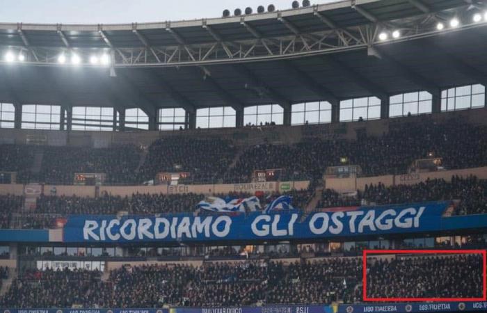 A banner supporting the Israeli hostages during the Italy-Israel match? It’s AI