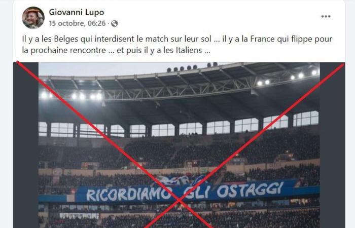 A banner supporting the Israeli hostages during the Italy-Israel match? It’s AI