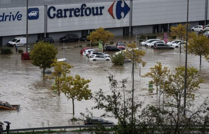 torrential rains hit France, a flood in the south of the country