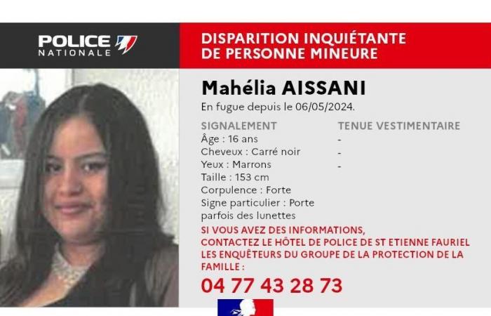 The Loire national police are calling for witnesses to find a 16-year-old girl