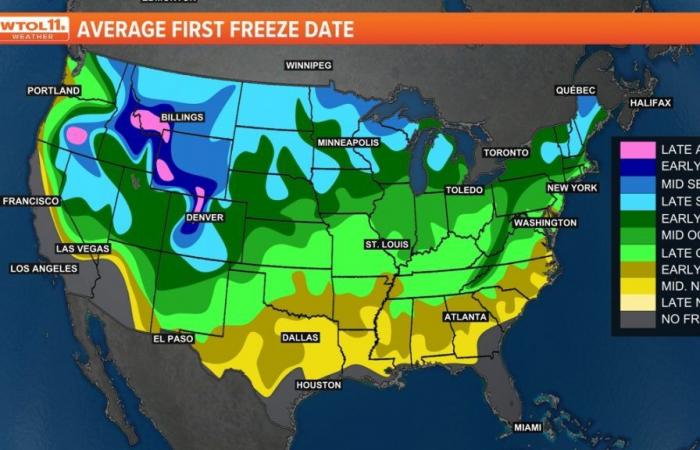 First frost and freeze dates in Ohio