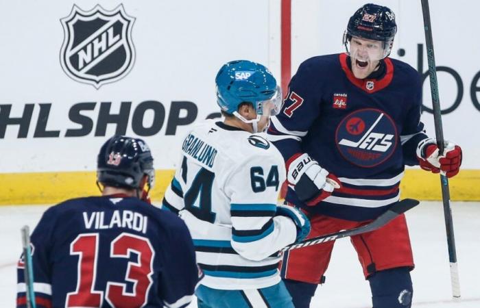 NHL: Nikolaj Ehlers and Cole Perfetti lead Jets to 7-3 win over Sharks