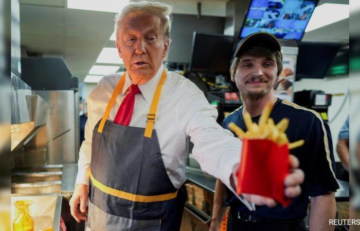 Donald Trump Turns Chef At McDonald’s, Says “Worked More Than Kamala Harris”