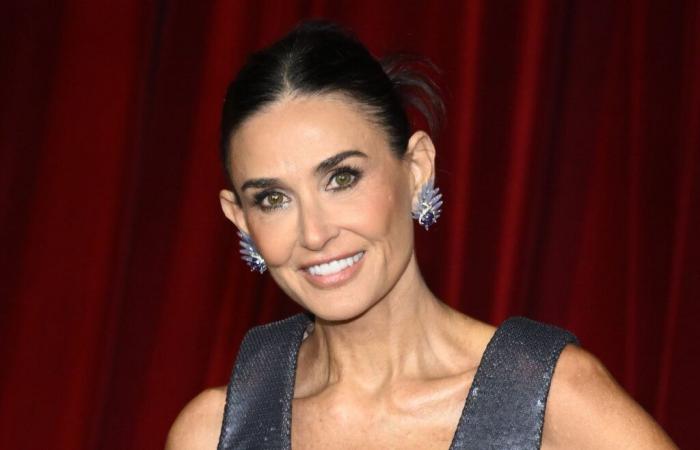 Demi Moore Wears Dazzling Silver Gown, Sleek Updo at 2024 Academy Museum Gala