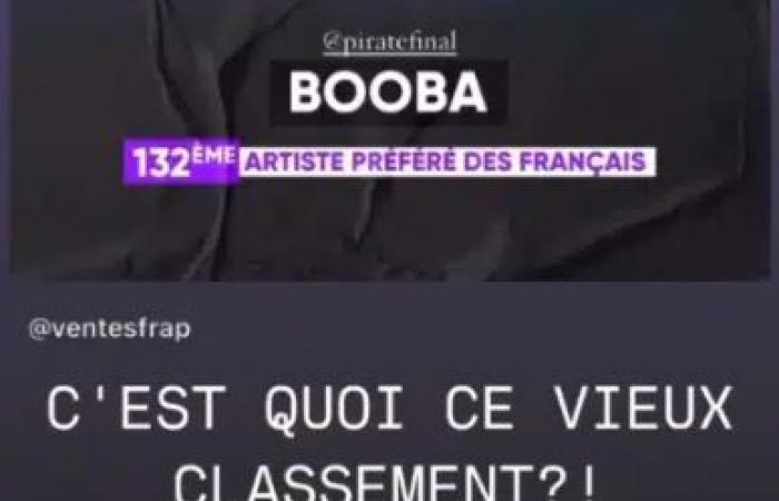 Booba criticizes a ranking of favorite French artists