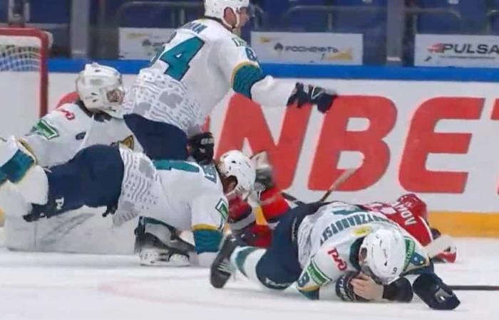 KHL: two horrible injuries in one sequence