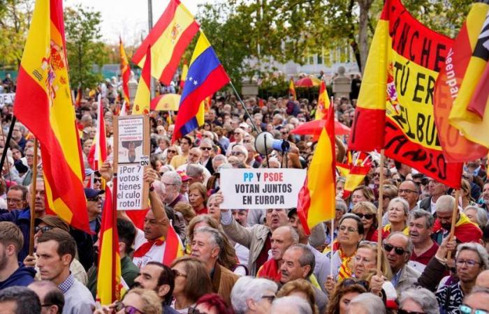 In Madrid, thousands of demonstrators march to demand the resignation of Pedro Sanchez