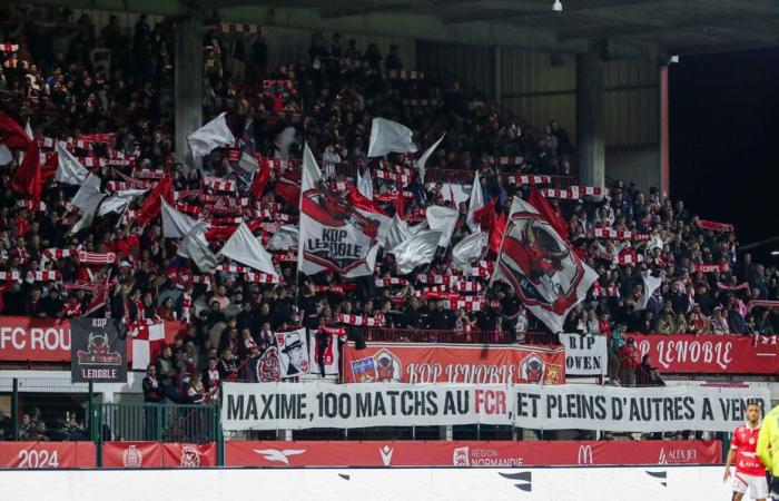 clash between supporters after the Rouen-Sochaux match, ended under tear gas