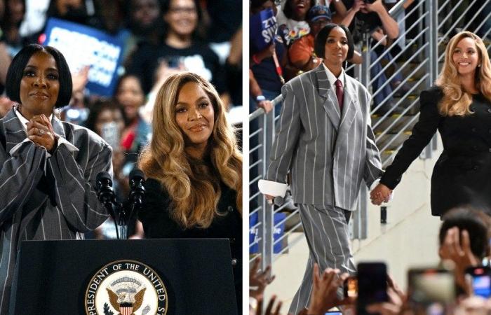 Kelly Rowland Suits Up With ‘Sister’ Beyonce at Kamala Harris Rally