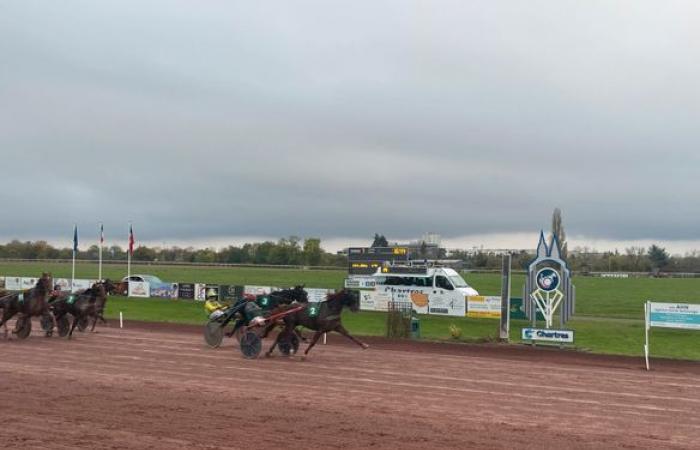 Driver Bernard Piton wins a race in front of his son Louis at the Chartres racecourse