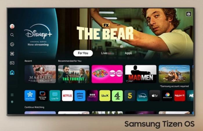 Samsung TVs display the One UI interface