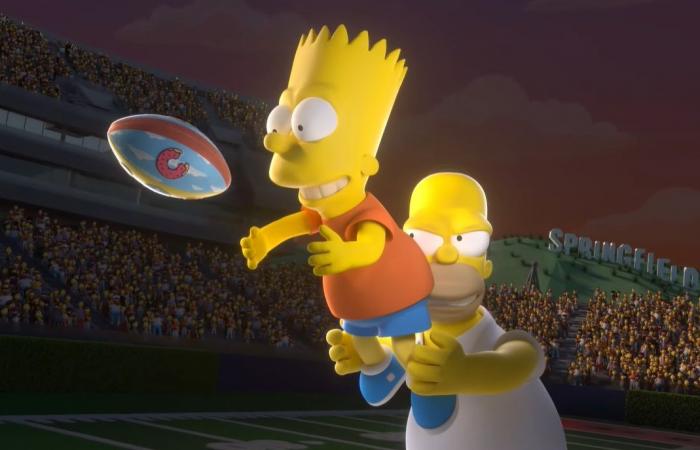 An NFL match in “The Simpsons” cartoon mode broadcast live on Disney+ and ESPN+