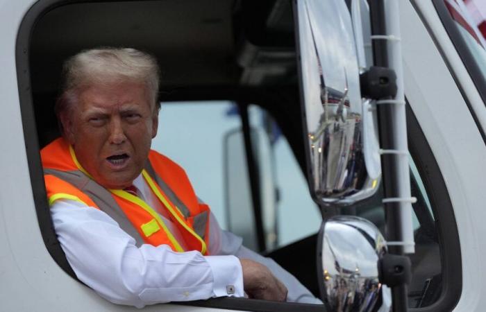 Donald Trump rides a garbage truck after Joe Biden's gaffe