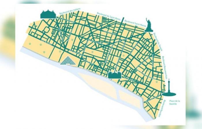 the map of the sectors concerned by the Limited Traffic Zone in Paris