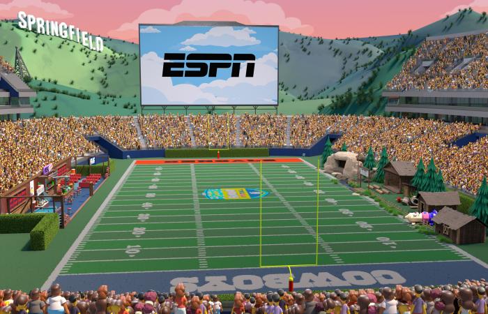 An NFL match in “The Simpsons” cartoon mode broadcast live on Disney+ and ESPN+