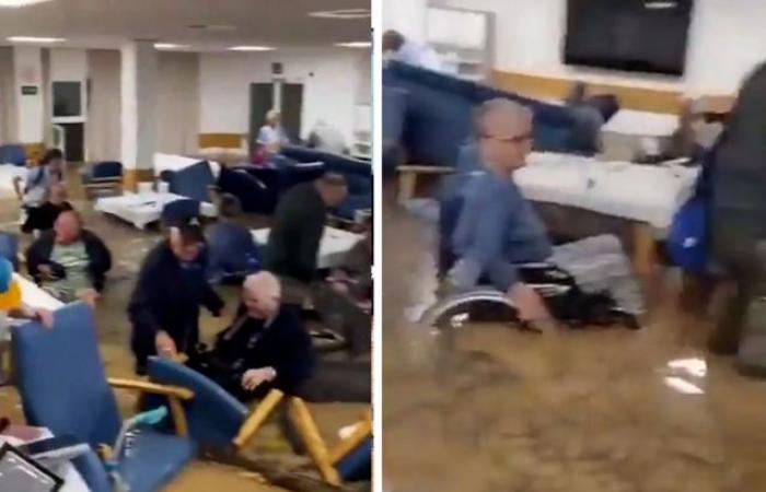 Images show panic in a Spanish nursing home where six people died: residents up to their waists in water