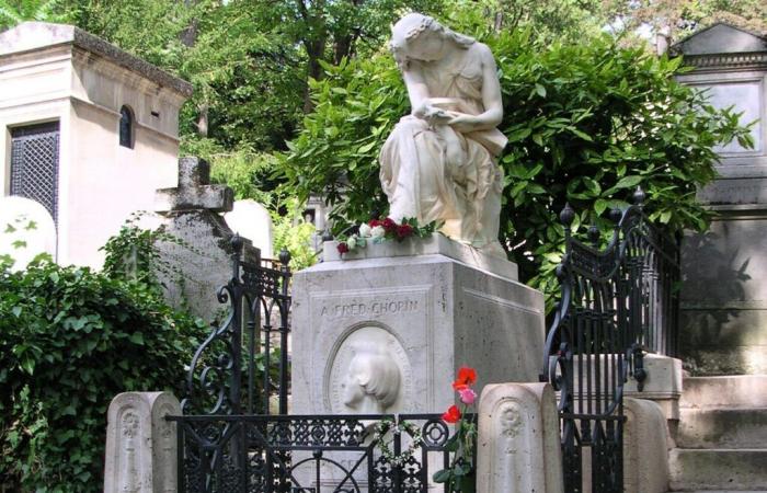 This famous composer is buried in the Père-Lachaise cemetery in Paris but his heart is far from here