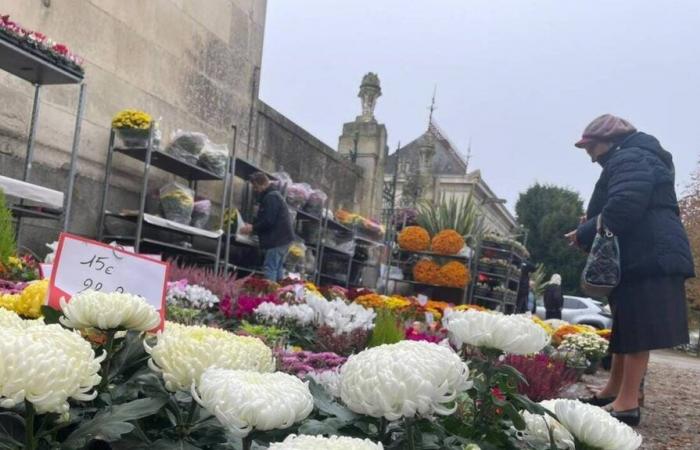 at the Laval cemetery, the crowd to honor the dead