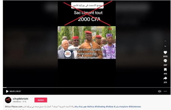 A video of Ibrahim Traoré announcing a drop in the price of cement in Burkina Faso? It's wrong