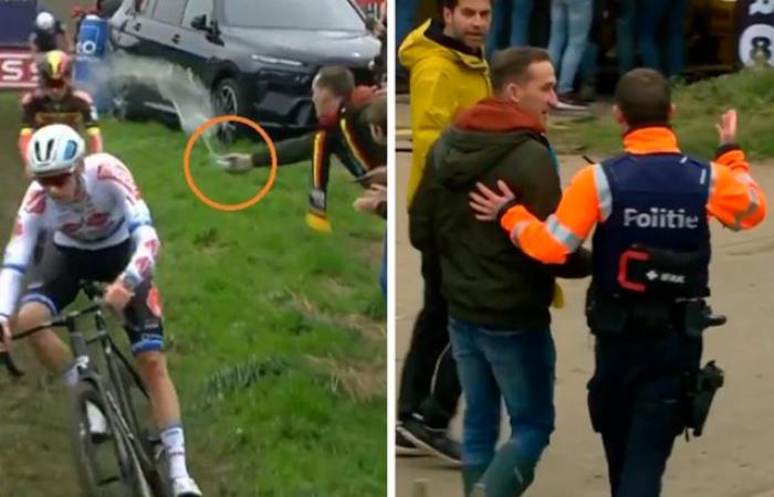 VIDEO. Eli Iserbyt has beer thrown over him by a spectator, who is immediately arrested: “Crapulous and marginal”