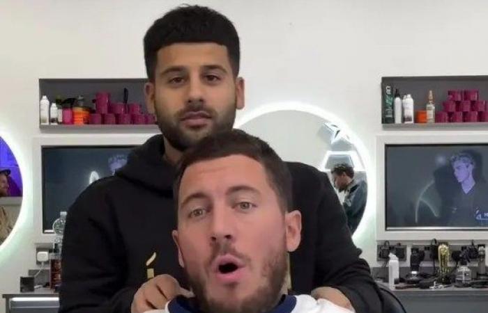 Chelsea fans LOVE Eden Hazard’s reaction as Blues legend is pranked by barber with Tottenham shirt