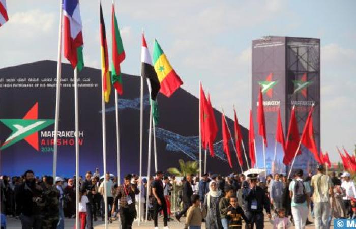 A breathtaking show from the “Green March” aerobatic patrol at the end of the 7th edition of the “Marrakech Air Show”