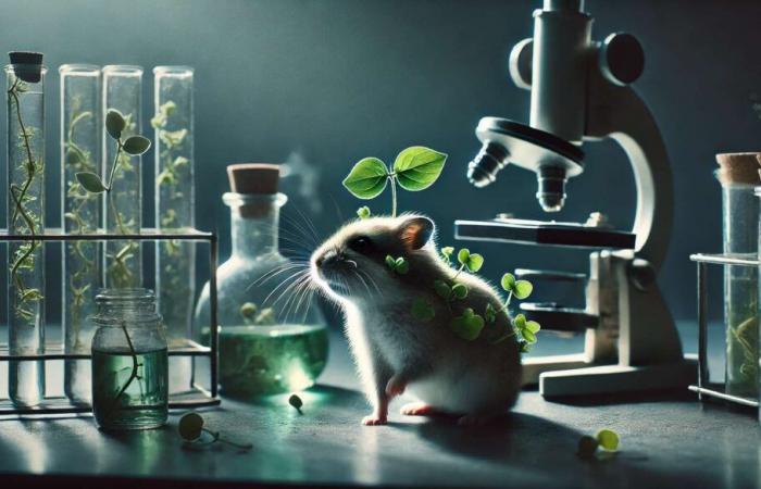 Researchers have transformed a hamster into a hybrid creature that feeds on light: half-animal, half-plant!