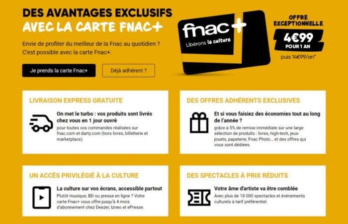 The Fnac+ card is sold off at €5 for 1 year during Black Friday previews