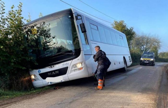 In Orne, a school bus ends up in a ditch before starting its tour