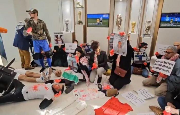 pro-Palestine activists occupy the premises of the FFF to protest against the holding of France-Israel