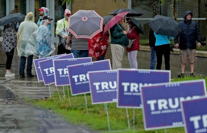 The US presidential election turnout could be affected by a 3,000km band of rainy and stormy weather