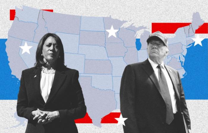 discover the scores of Kamala Harris and Donald Trump, state by state