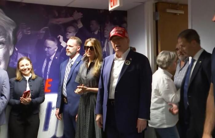 Melania Trump joins Donald at campaign headquarters on Election Day