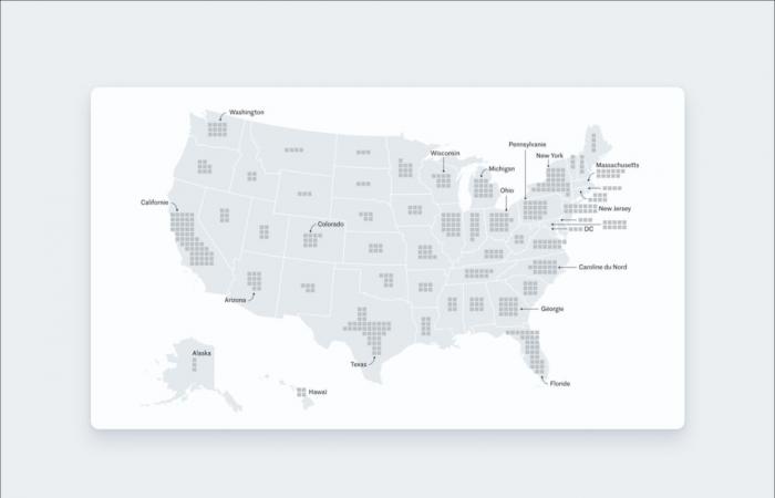 the map of results in real time, State by State