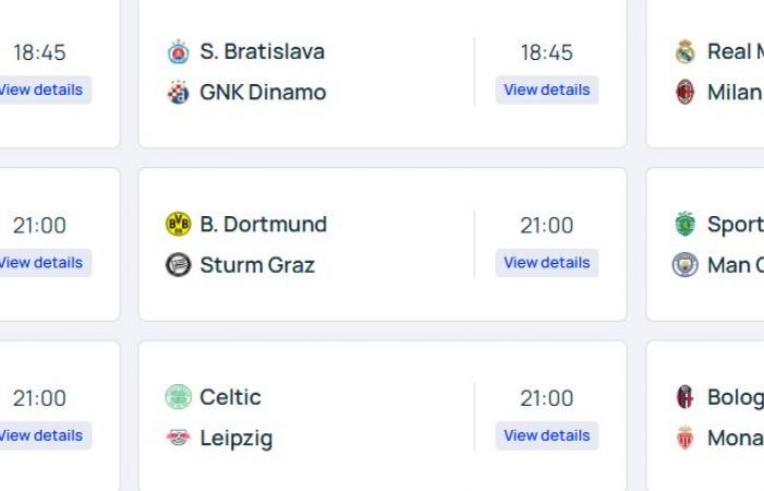 Champions League – The match schedule for the 4th day of the league phase