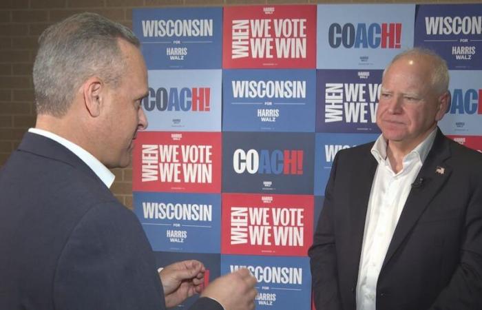 Vice Presidential candidate Tim Walz speaks with NewsChannel 7 on election eve