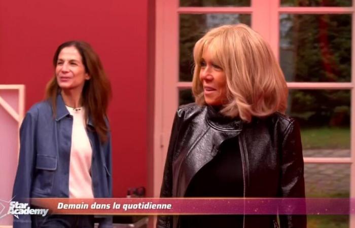 Brigitte Macron: she steals the light from the students of Star Academy 2024 in a casual denim and leather outfit