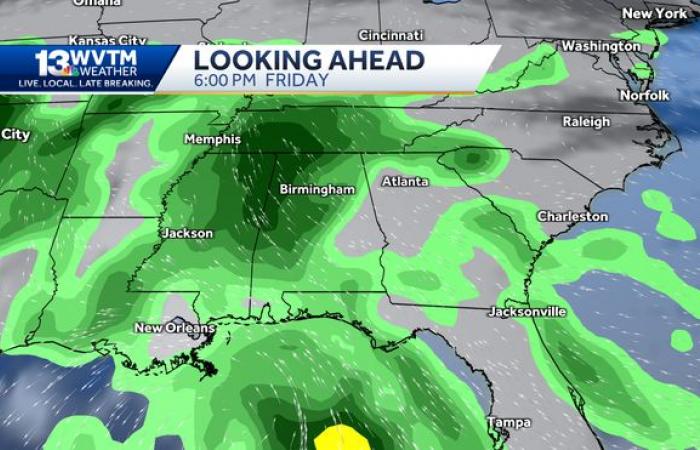 Breezy weather brings a chance of showers into Alabama’s forecast