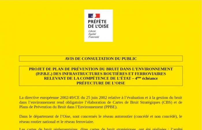 PPBE 4th deadline: public consultation notice – PPBE – deadline 4 – Ongoing consultations – Public consultation on noise – Noise – Environment – State actions