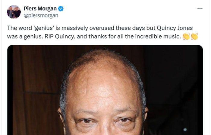 Piers Morgan pays touching tribute to Quincy Jones